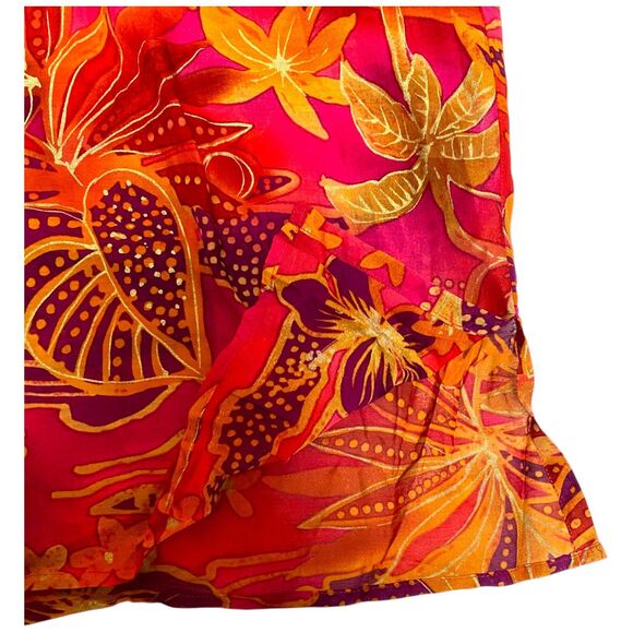 Boo Gemes cotton silk floral Hawaiian thin tunic blouse colorful cruise size L - Picture 5 of 12